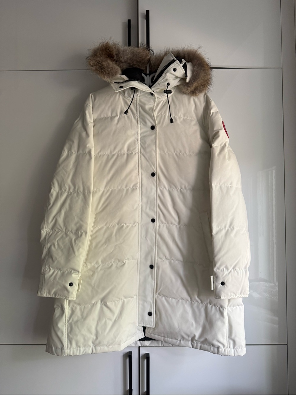 Canada Goose Shelburne Arctic North Whote Cream Down Parka with Fur-Trim Hood